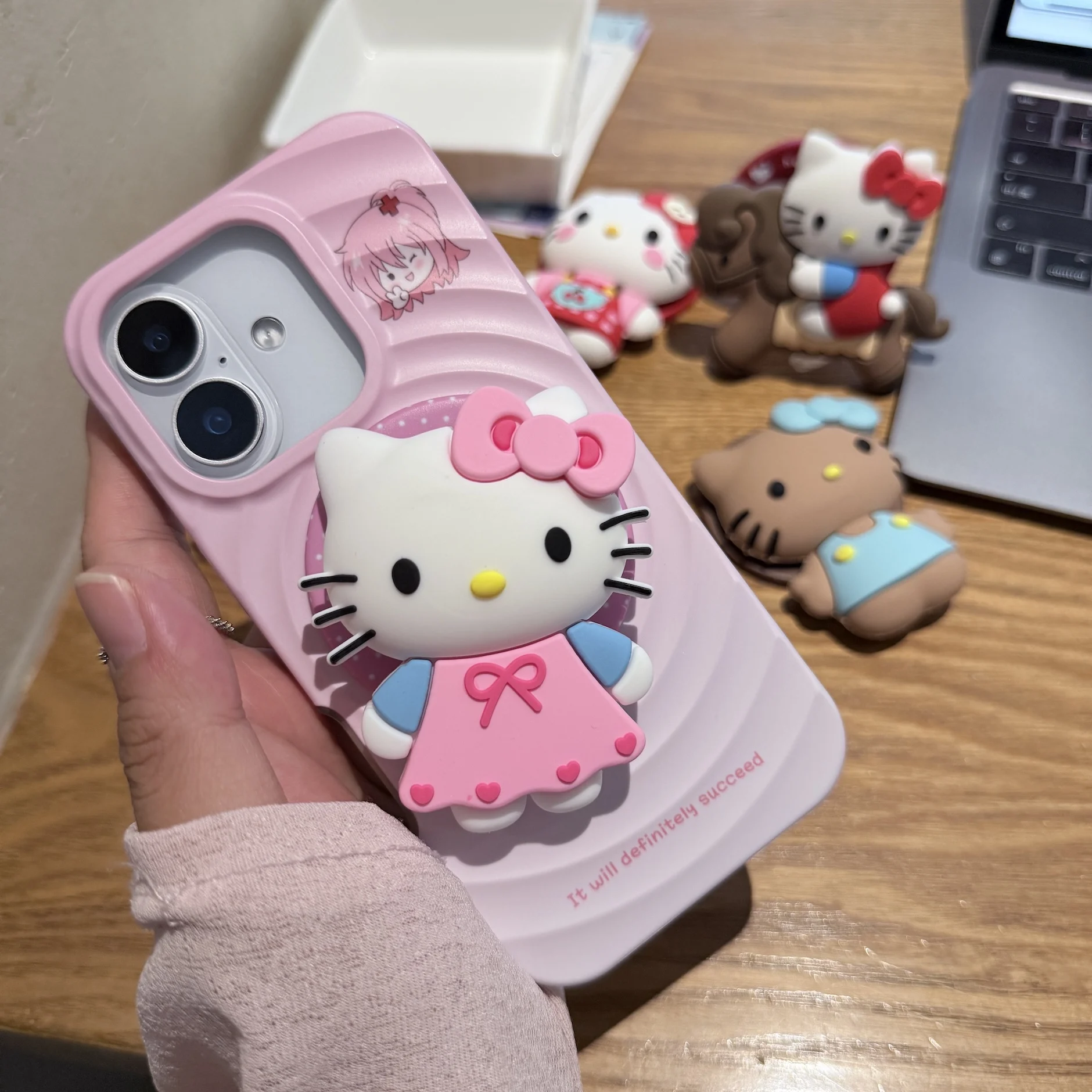 Cartoon Kawaii Stil Silikon Saugmagnet Handyhalter für Hello Kitty Praktisches praktisches bevorzugtes Geschenk Must-Haves