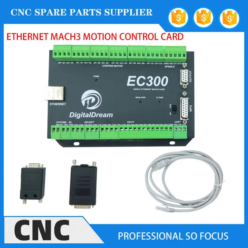 New ec300 3/4/5/6-axis USB motion controller Ethernet CNC Mach3 300kHz motion control card for milling machine