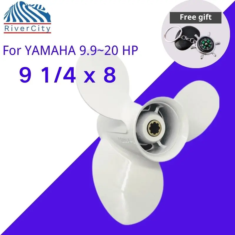 

Outboard Propeller For Yamaha 9.9hp 15hp 20hp 9 1/4x8 Boat Aluminum Alloy Screw 3 Blade 8 Spline Marine Engine 63V-45947-00-EL