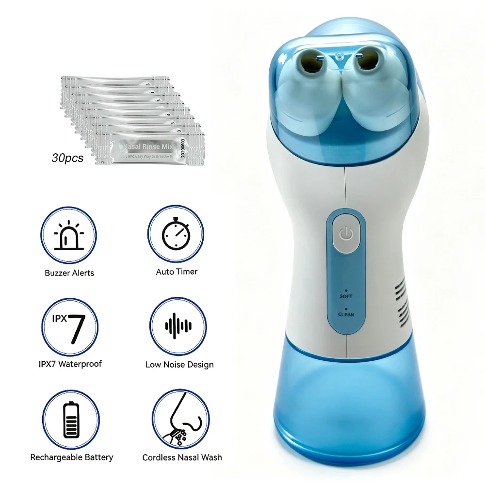 Electric Nasal Irrigation System Sinus Rinse Machine with Water & Waste Tank Nose Cleaner for Sinus and Allergy Relief