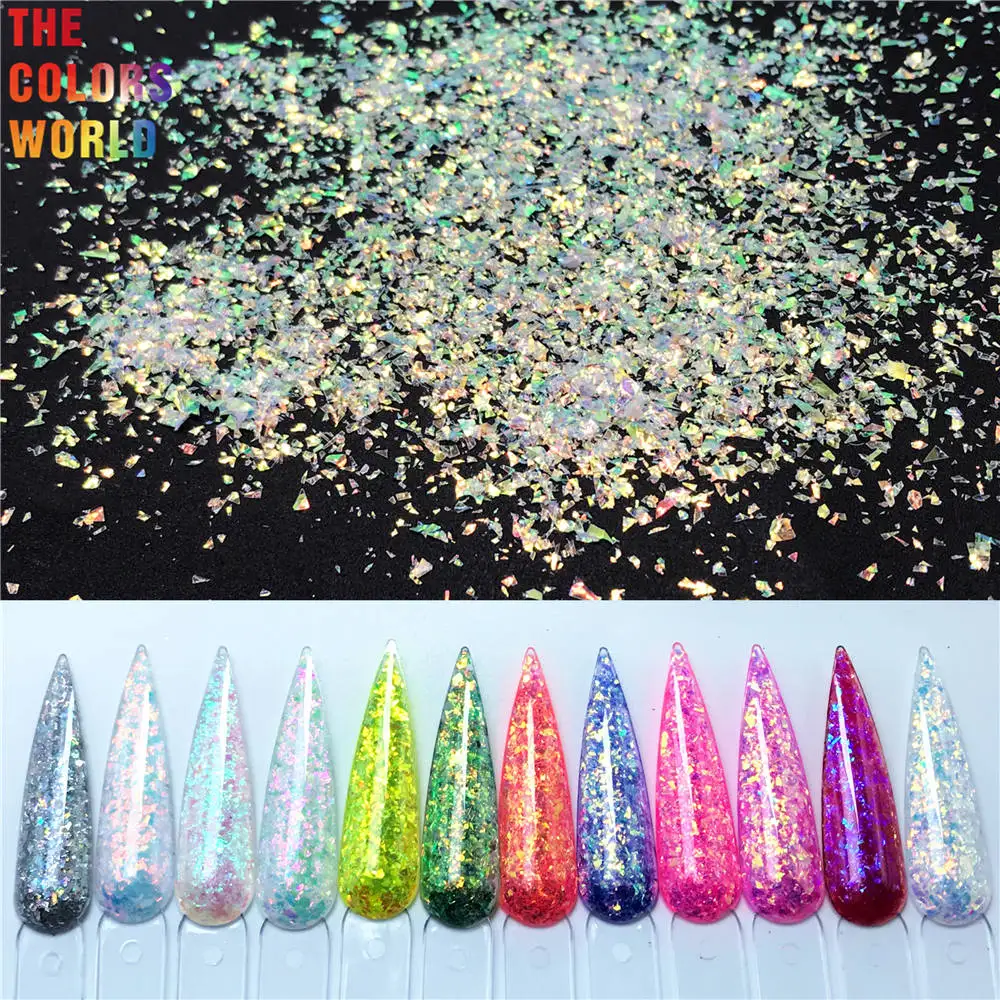 TCT-153 Iridescent Rainbow Color Mylar Shard Irregular Flakes Glitter For Nail Art Nail Gel Makeup DIY Manual Crafts Decoration