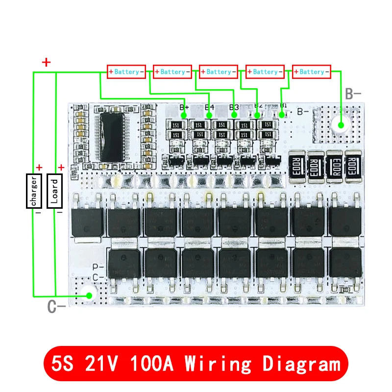 5S 4S 3S BMS 100A 21V 18V 16.8V 12V 18650 Li-ion LMO Ternary Lithium Battery Protection Circuit Board Balance Charging