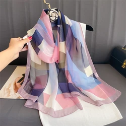 50*160cm Fashion Chiffon Soft Scarf Women Shawl Scarves Breathable Sun Beach Sunscreen Lady Bandana Wrap HIjab Pashmina