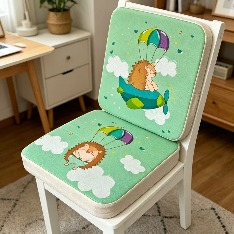 Universal Thickened Soft Seat Cushion Cartoon Hedgehog Pattern Breathable Heightening Booster Pad For Daily Household Chair Use