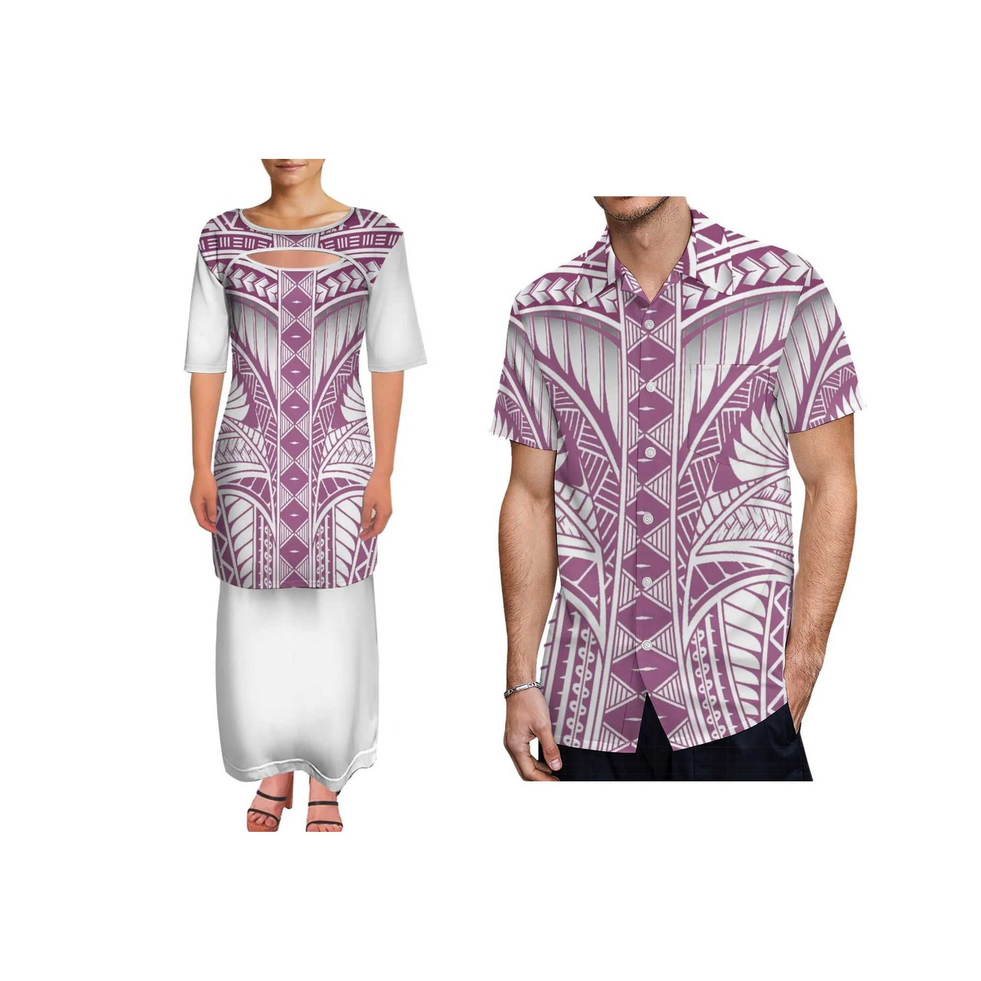 New OEM Service Custom Fashion Mens Shirt With Pocket Samoa Polynesian Tribal Tapa Pattern Short Sleeve Shirt Plus Size Shirts