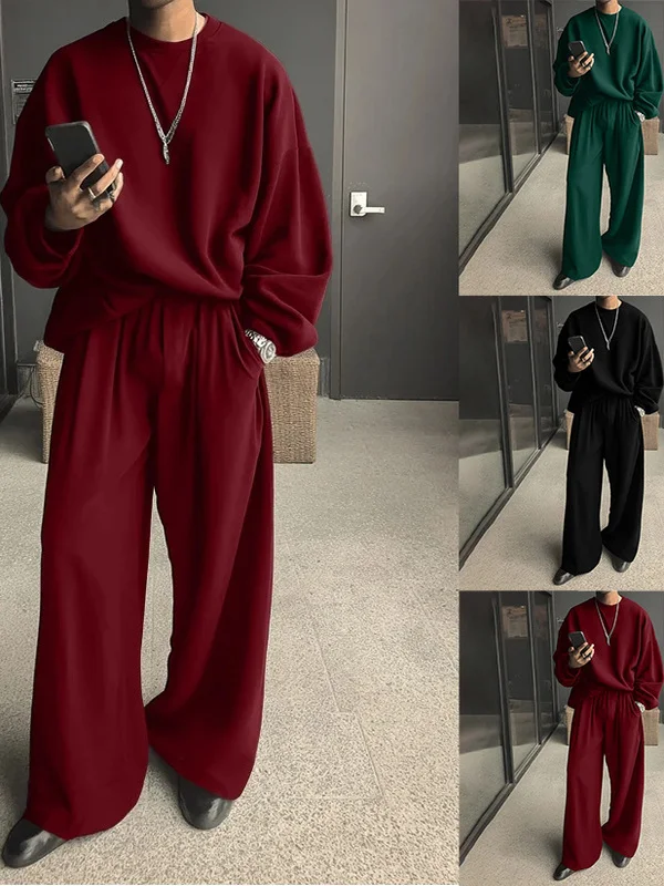 

Цветной свободный свитшот, широкие брюки, мужской повседневный костюм, осенние длинные брюки све, длинные брюки, полиэфирное волокно, 00% Faion, спортивная одежда