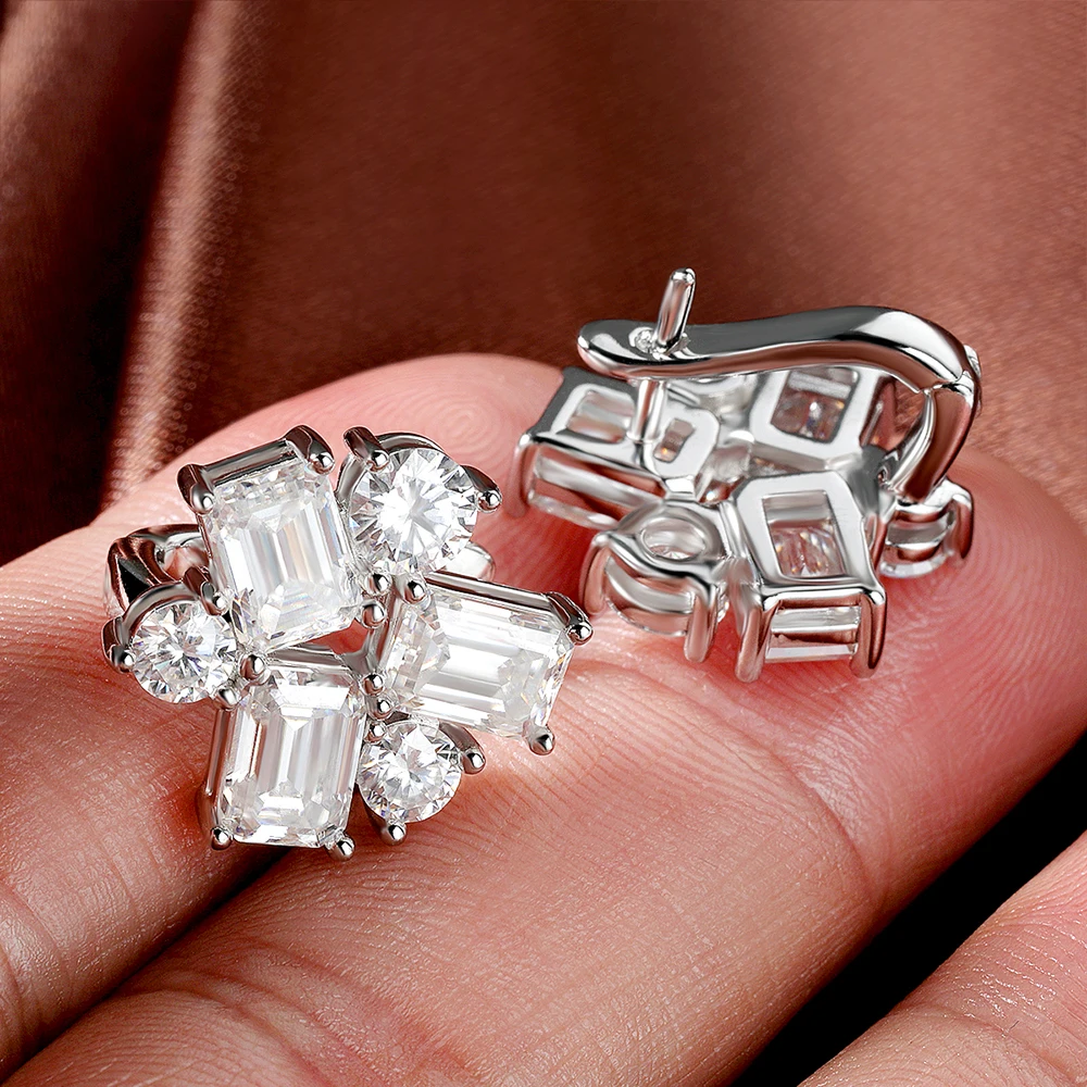 8.2cttw Baguette and Round Moi - đánh giá và giá Cluster Stud Ear