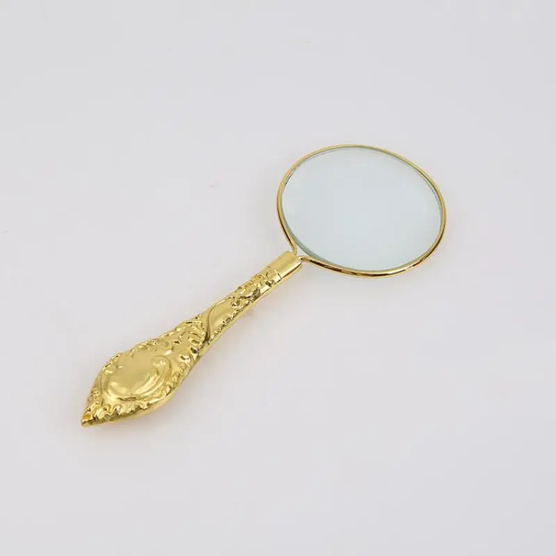 45Mm New European Delicate Pattern Handle Retro Glass Lens High-Grade Embossed Handle Reading Magnifying Glass for Reading Lupas