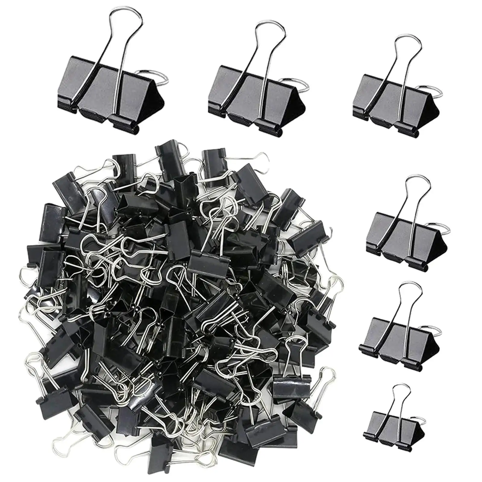 120Pcs Binder Clips Paper Clip Folding Metal Office Supplies Clips Binding Paperwork Clamp for Crafts Office files Home Essay