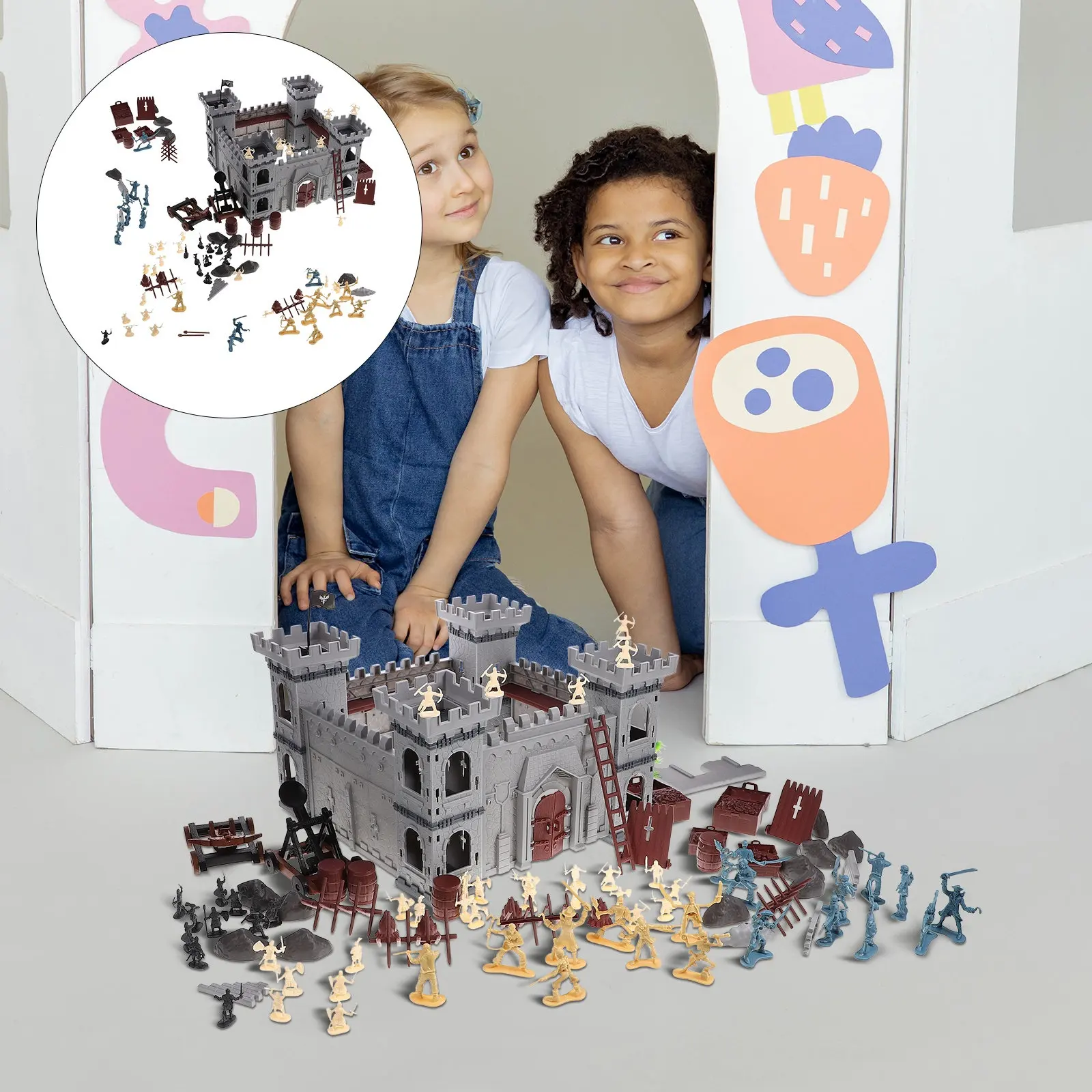 

1Set DIY Pirate Medieval Castle Set Stable Pirate Warrior Accessories Kids Boys Girls Entertainment Decorative