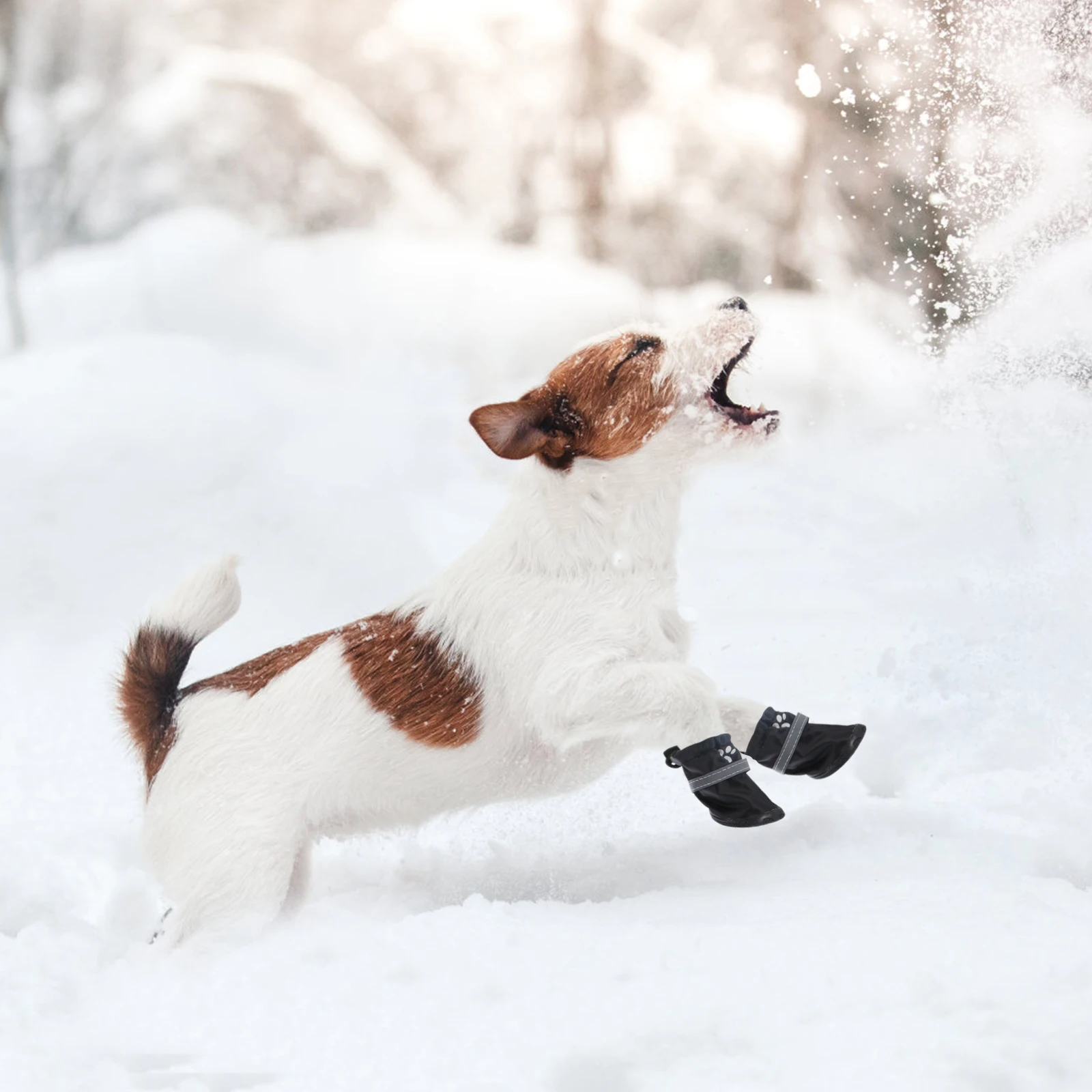 

4Pcs Dog Rain Shoes Waterproof Anti-Slip Reflective Adjustable Polyester Outdoor Boot Protectors Dog Rain Shoes