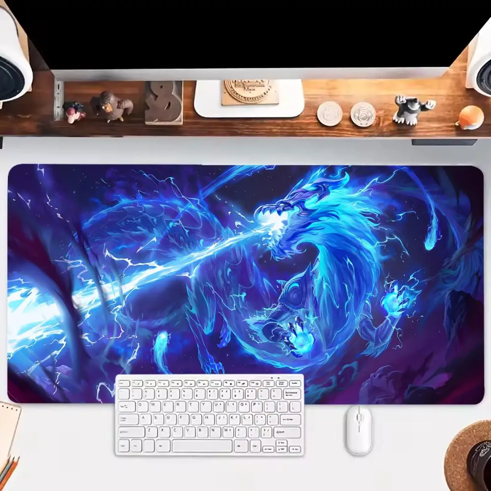 

Прохладный коврик для мыши с синим водным драконом, большой художественный коврик для мыши, игровые коврики для мыши, нескользящий аксессуар для ноутбука, планшета, эстетический коврик, игровой коврик для ПК