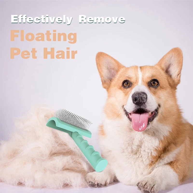 Escova de corte firme para cães-escova de corte extra longa para cães grandes, escova de fio para preparação de animais de estimação e deshedding (verde)-a51m