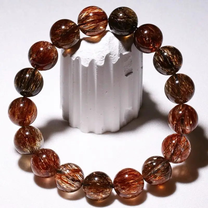 

Роскошный браслет из натурального черного золота с супер-семи кристаллами, двойное колесо, черный супер 7, турмалиновый браслет для волос с кристаллами