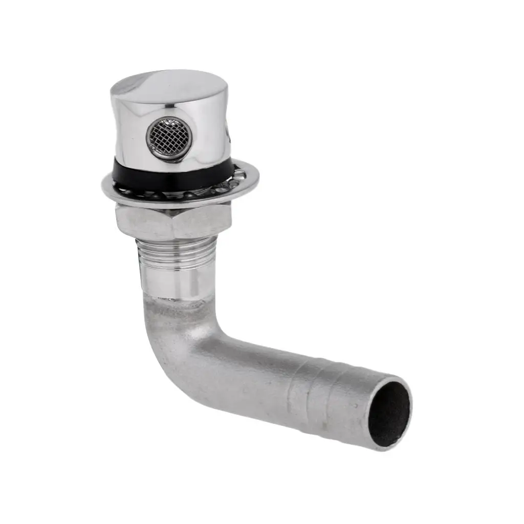 Gas Tank Vent 316 Stainless Steel Marine Grade 90 Degree Hose Fit Spark Arrestor Boat Fuel Vent for Hull Wall Installs