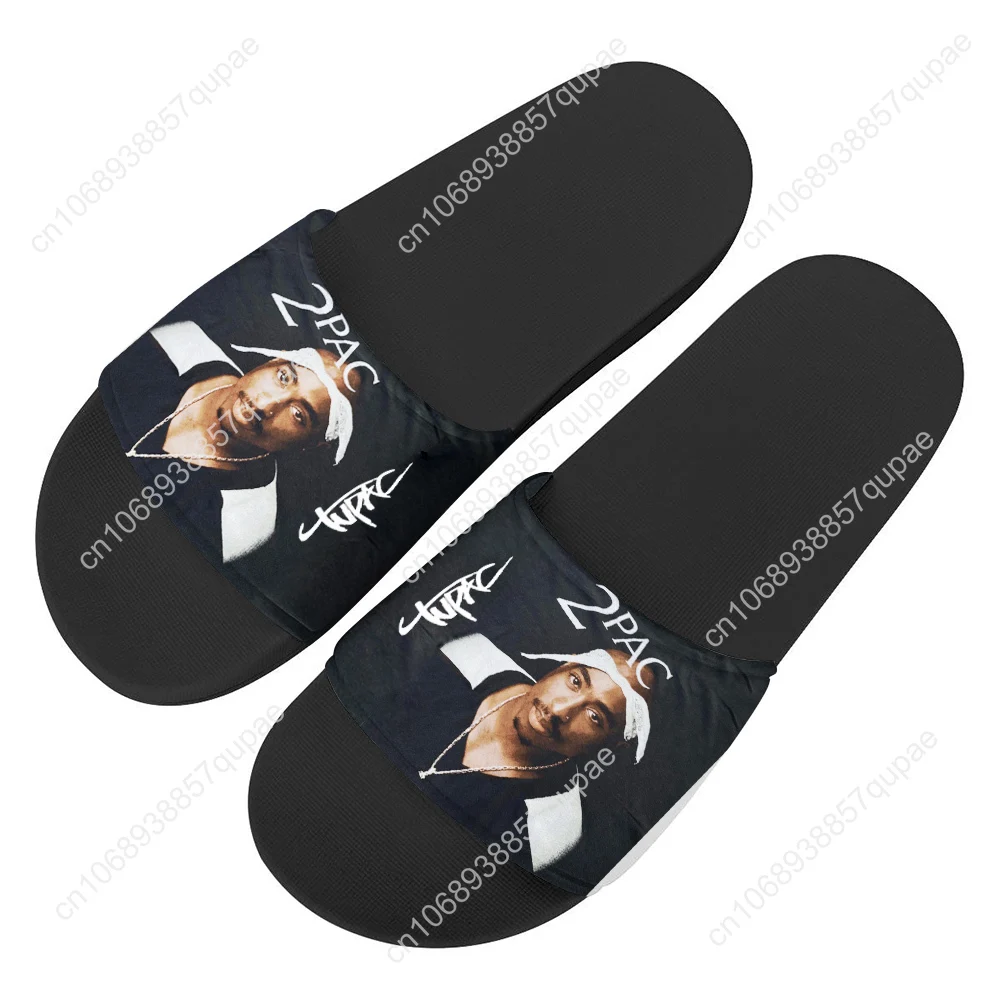 Tupac Rapper 2Pac Slippers Home Water Shoes Rapper Hip hop singer Men Women Teenagers Beach Pool Sandals Custom Summer Slipper