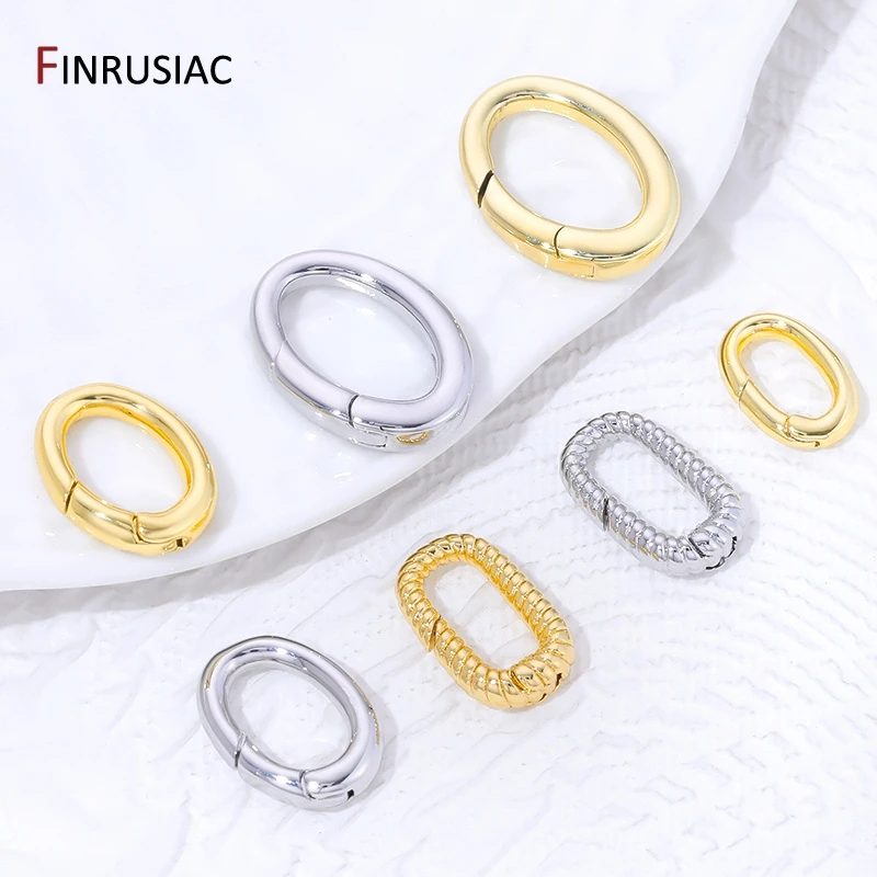 18K Gold Plated Brass Oval Spring Clasps Openable Carabiner Hook Buckle Connector for DIY Jewelry Making Accessories image 6