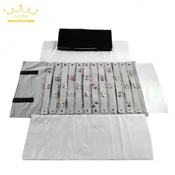 High-Capacity Earring Storage Roll Bag Black Velvet Jewelry Display Storage Bag 60 Pairs Stud Earrings Roll Organizer Cases
