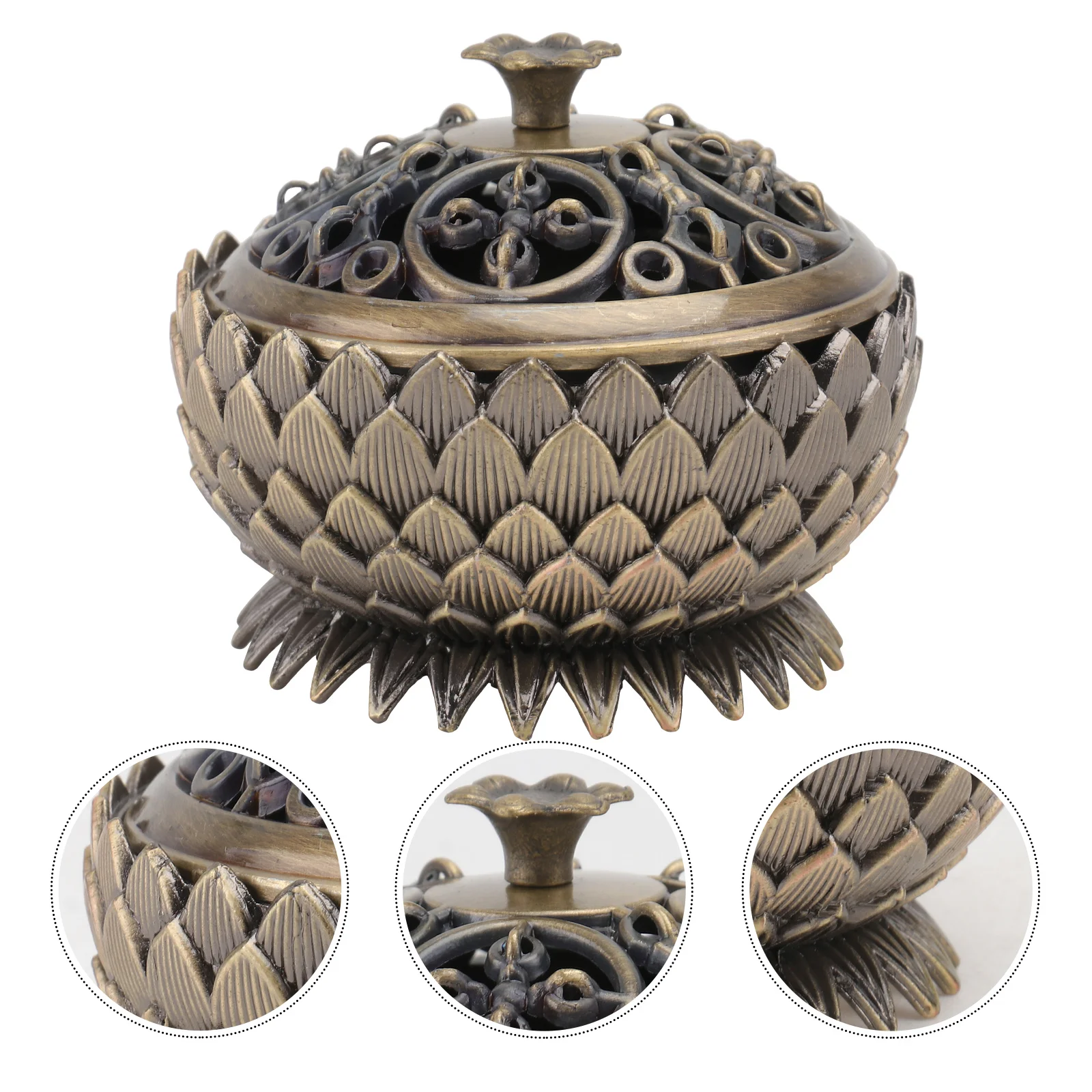 

1pc Lotus Shaped Incense Burner Smooth Edges Home Decor For Study Bedroom Yoga Room Ornament Retro Buddhist Supply