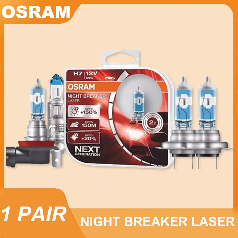 OSARM Original Night Breaker Laser New Generation H1 H3 H4 H7 H11 HB3 HB4 Halogen Headlight 12V 55W+150% Brightness Car Light