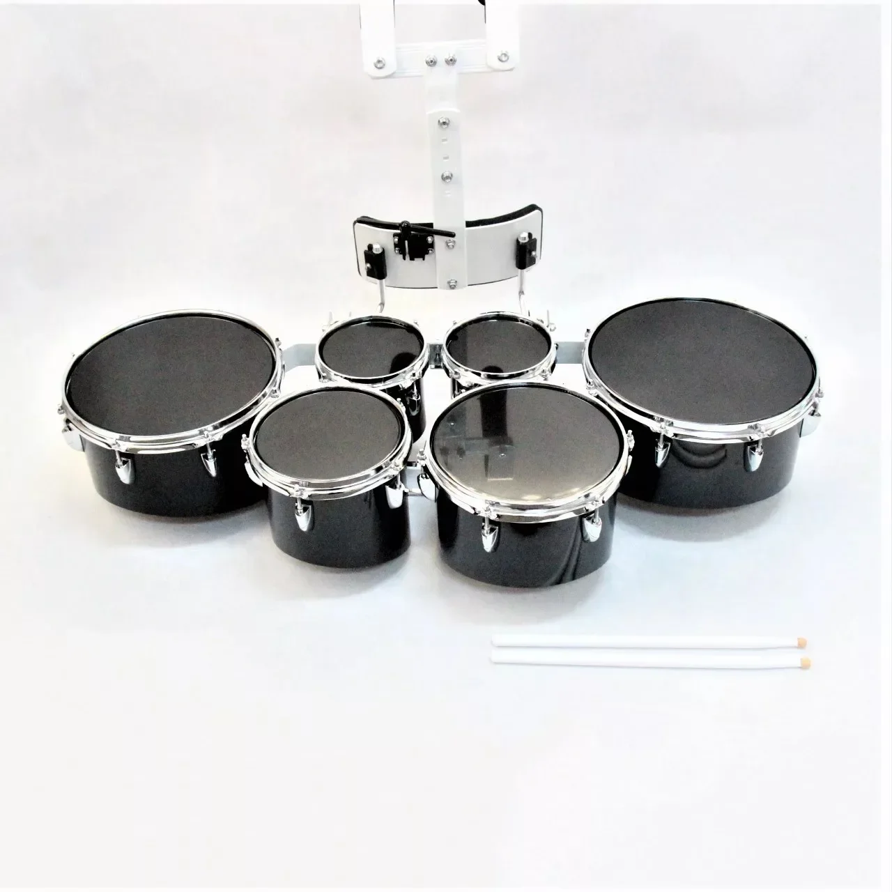 Professional tom drum set instrument black color 6pcs marching drum for sale