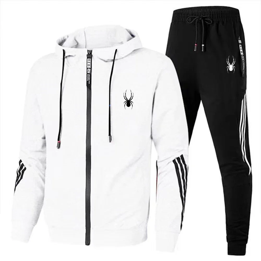 Fashion and Leisure Autumn New Sports Set Men\'s Zipper Hoodie Long Pants Leisure Fitness Jogging Sports Set Men\'s 2024 New Leisu