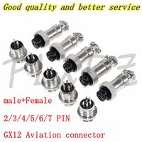1set 12mm Aviation Plug Socket GX12-2/3/4/5/6/7 Pin Male Female Connector Joint Plug-in Component Waterproof Circular Connector