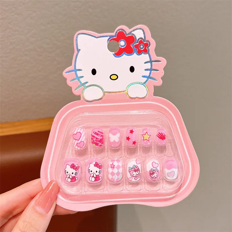 Kawaii Kuromis Hellos Kittys Patterned Nail Stickers Creative Nail Stickers Removable Nail Pieces for Girls Wear Nails Toys