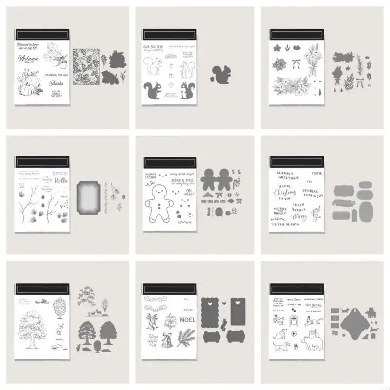 54DA Creativity Boosting DIY Craft Set Christmas Metal Die and Silicone Stamp for Holiday Decors and Scrapbooking