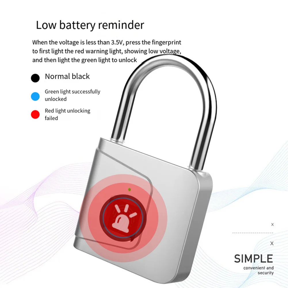 Fingerprint Padlock Locker Lock Smart Pad Lock Waterproof Small Portable Padlock With USB Charging For Locker Luggage Suitcas