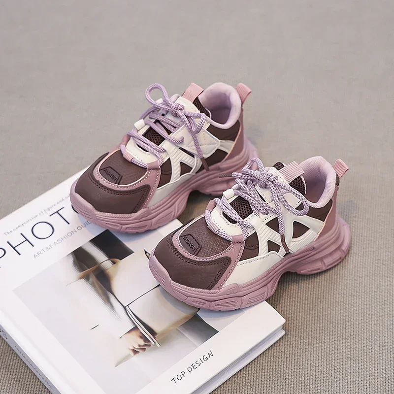 

Kids Running Shoes Handsome 2025 New Girls Sneakers Mesh Breathable Girls Sports Shoes Thick Soft Sole Comfort for Students