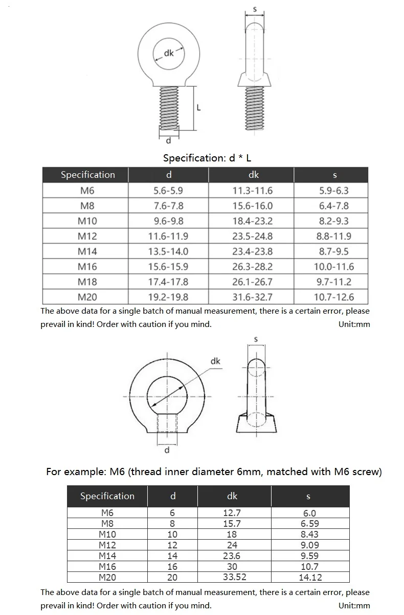 Zinc Plated Carbon Steel Lifting Eye Nut M6 M8 M10 M12 M14 M16 M18 M20 Screw Ring Eyebolt Ring Hooking Nut Hardware Fastener
