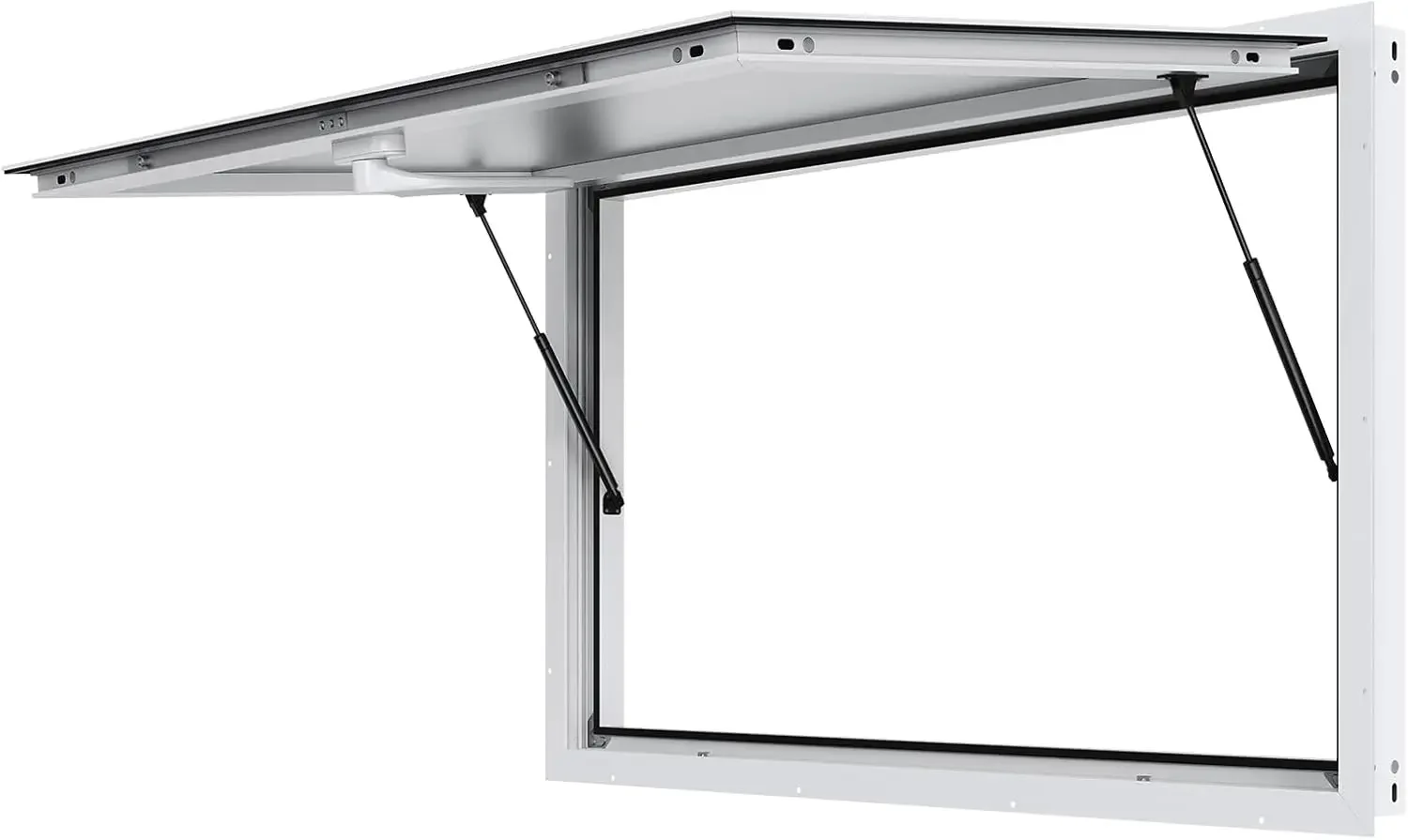 

Concession Window 60"x36", Aluminum Alloy Food Truck Service Window with Awning Door & Drag Hook, Up to 85 Degrees Stan
