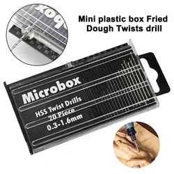 Full Grinding Mini Twist Drill 0.3-1.6mm 20PC Set Woodworking Plastic PVC Circuit Board Micro Drilling Tool