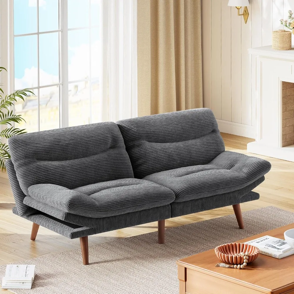 Futon Sofa Bed,Futon Couch with Adjustable Backrest &Armrests,Convertible Small Sleeper Sofa Bed for Small Apartments Study Room image 3