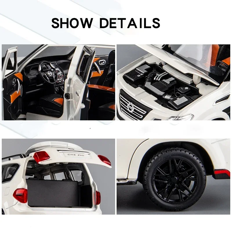 1:24 Nissan Patrol Off-road SUV Alloy Model Car Diecast car Toy Model Collectible Iron Toy Car Sound Light Car For Boys Kids C48