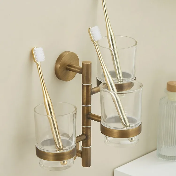 

ZML wall-mounted rotating toothbrush cup holder movable three cups washing tooth cup holder storage rack