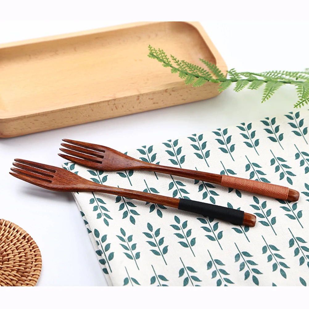 

6 Pcs Convenient Children's Tableware Wooden Fork Travel Toddler Bento Food Utensil