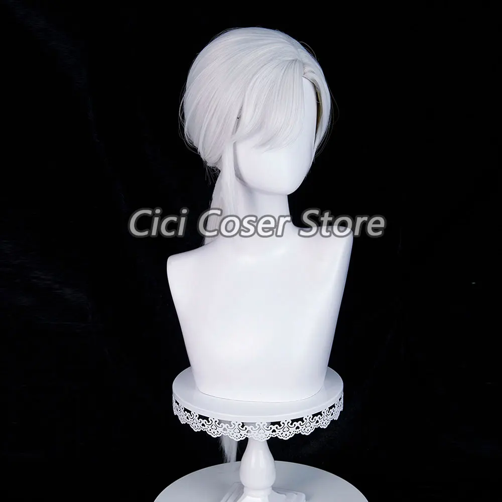 لعبة الرعب سايلنت هيل F الثعلب قناع شعر مستعار تأثيري الاصطناعية الشعر الأبيض ذيل حصان طويل للرجال امرأة هالوين حفلة دور اللعب الدعائم #3