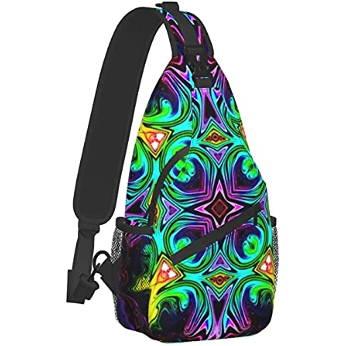 Sling Bag Chest Daypack Tie Dye Watercolor Classic Kaleidoscope Shoulder Backpack Crossbody for Hiking Camping Running