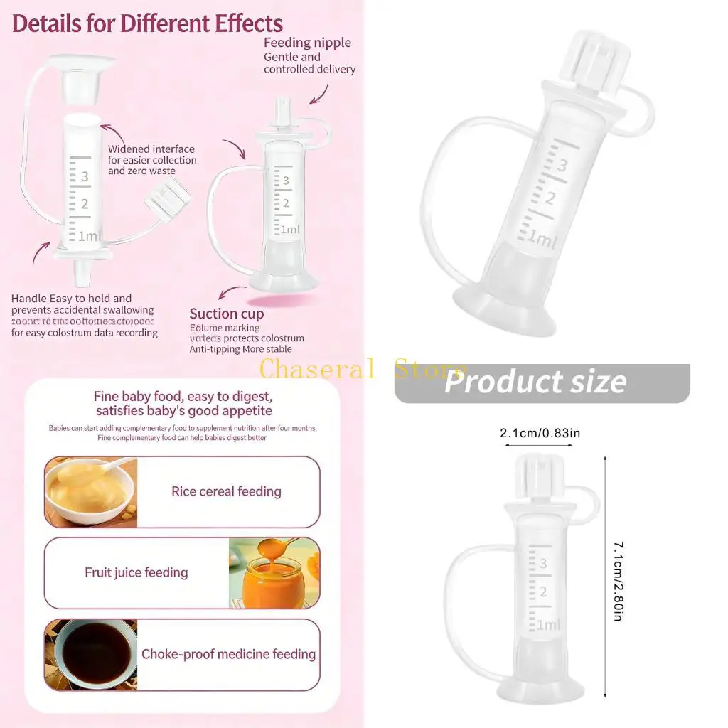 E7CE Colostrum Collector Breast Feeding Milk Collection Tube Postpartum Feeders for Baby Feeding Reusable 3ML Capacity