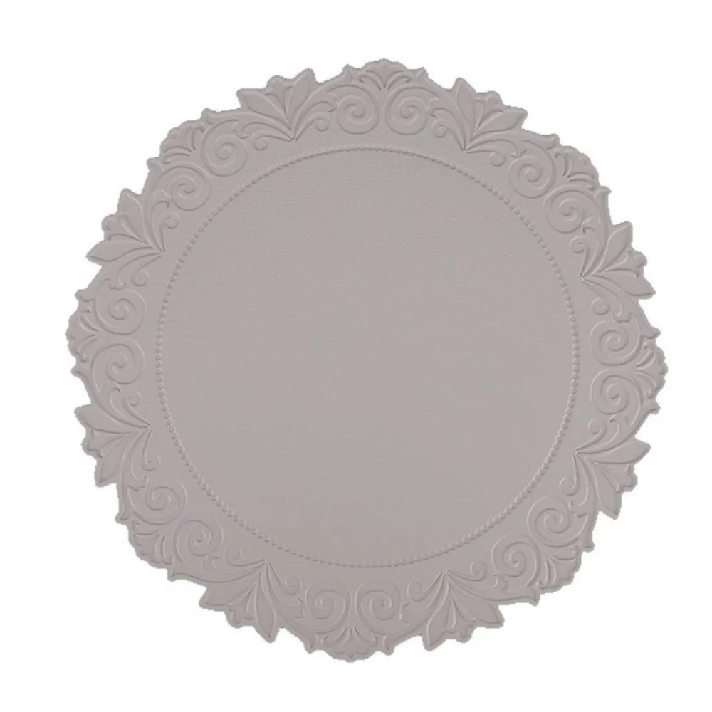 Round Shape Table Placemats Anti-Slip Waterproof Embossed Placemats Relief Pattern Texture Anti-Scalding Decorative Table Mats