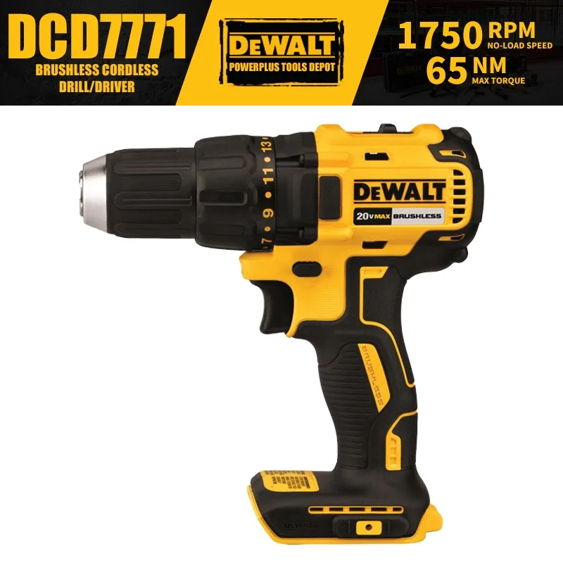 DEWALT DCD7771 Brushless Cordless Compact Driver Drill 20V Electric Screwdriver Power Tools 1750RPM 65NM