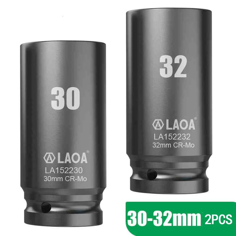 LAOA  1/2 inch Head Used on Ratchet Wrench Drill Torque Spanner17-32mm Hex Socket Wrench Deep Sleeve for Pneumatic Electric Tool