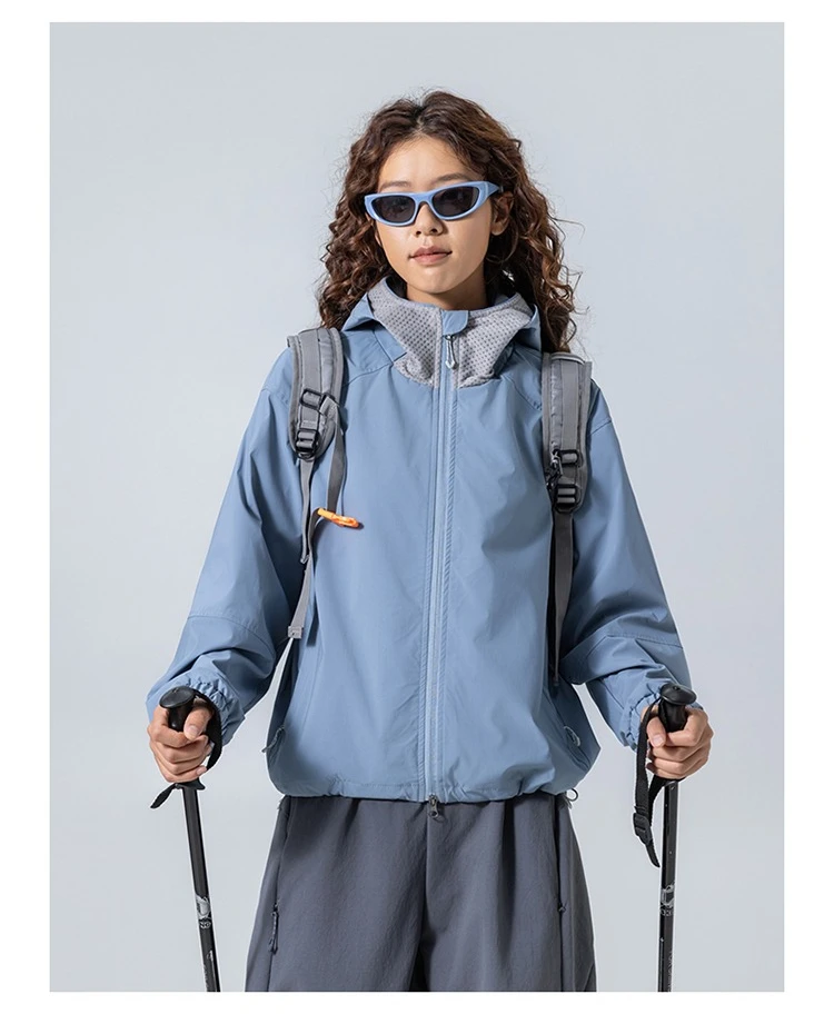 Unisex Wasserdichte Kapuzenjacke – Atmungsaktiv & Winddicht, Urban-Light Outdoor-Design mit Verstellbarem Saum für Wandern und Trekking – Detail 16