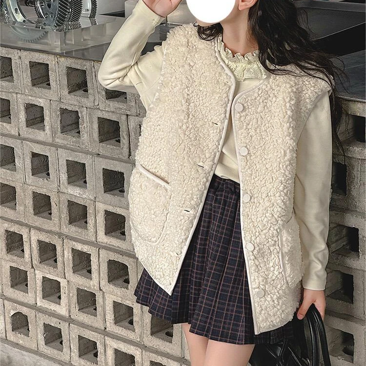 Girls Sets 2023 New  Autumn Comfortable Fashion Children Fashion Sheep Fur Coat for Girls Big Children Two-piece Set