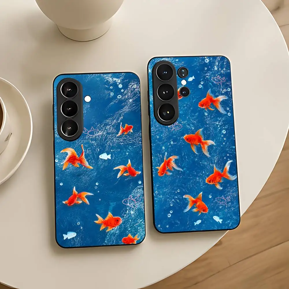 Little Fresh Deep Sea Goldfish Cartoon Silicone Case For Samsung Galaxy S21 S22 S23 S24ULTRA S25ULTRA FE Ultra Plus5G A52S S26