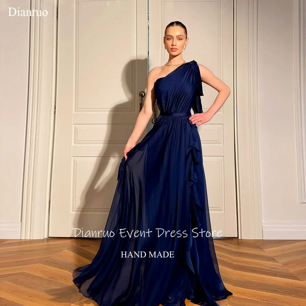 Dianruo, женственное вечернее платье трапециевидной формы с рюшами, длинные вечерние платья на одно плечо, шифоновые платья без рукавов для женщин, 2025 по индивидуальному заказу