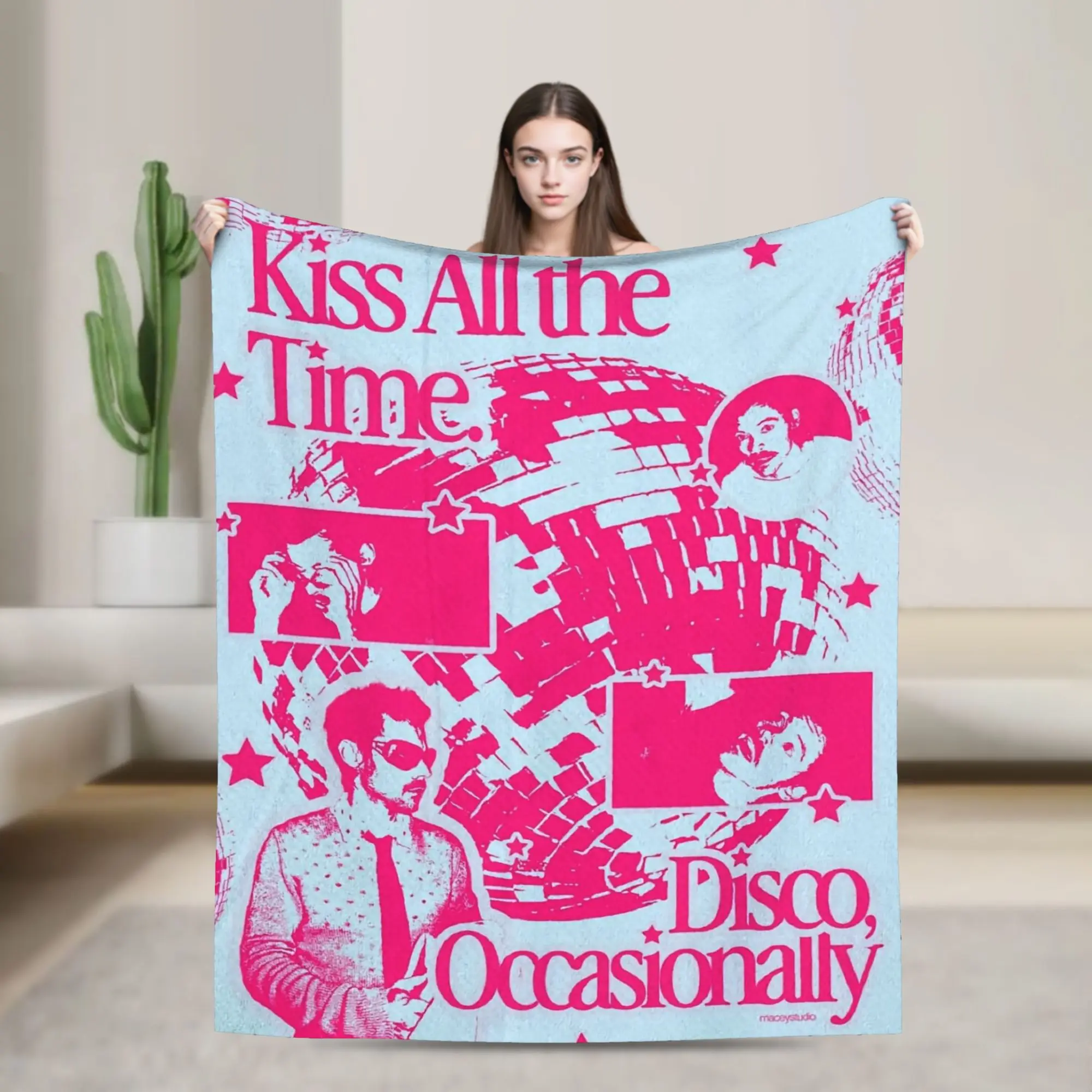 Harrys Styles Kiss All The Time Disco Super Soft Blanket  Trend Plane Travel Throw Blanket Bedroom Flannel Bedspread Sofa Cover