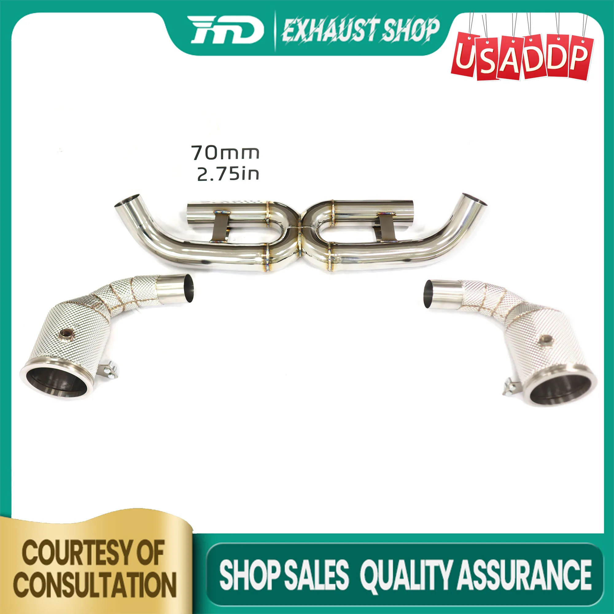 

for Porsche 911 992 3.0T Catback Exhaust Downpipe system without Valve SS304 Non-destructive installation HMD